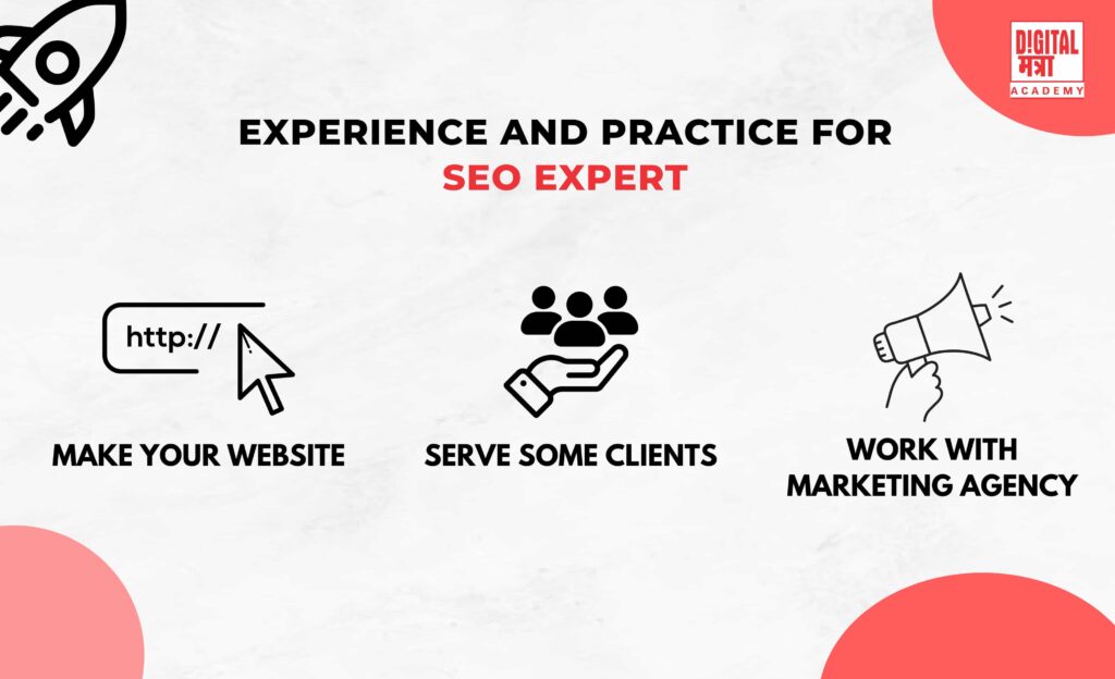 A white texture background image about how get experience in SEO to become SEO expert